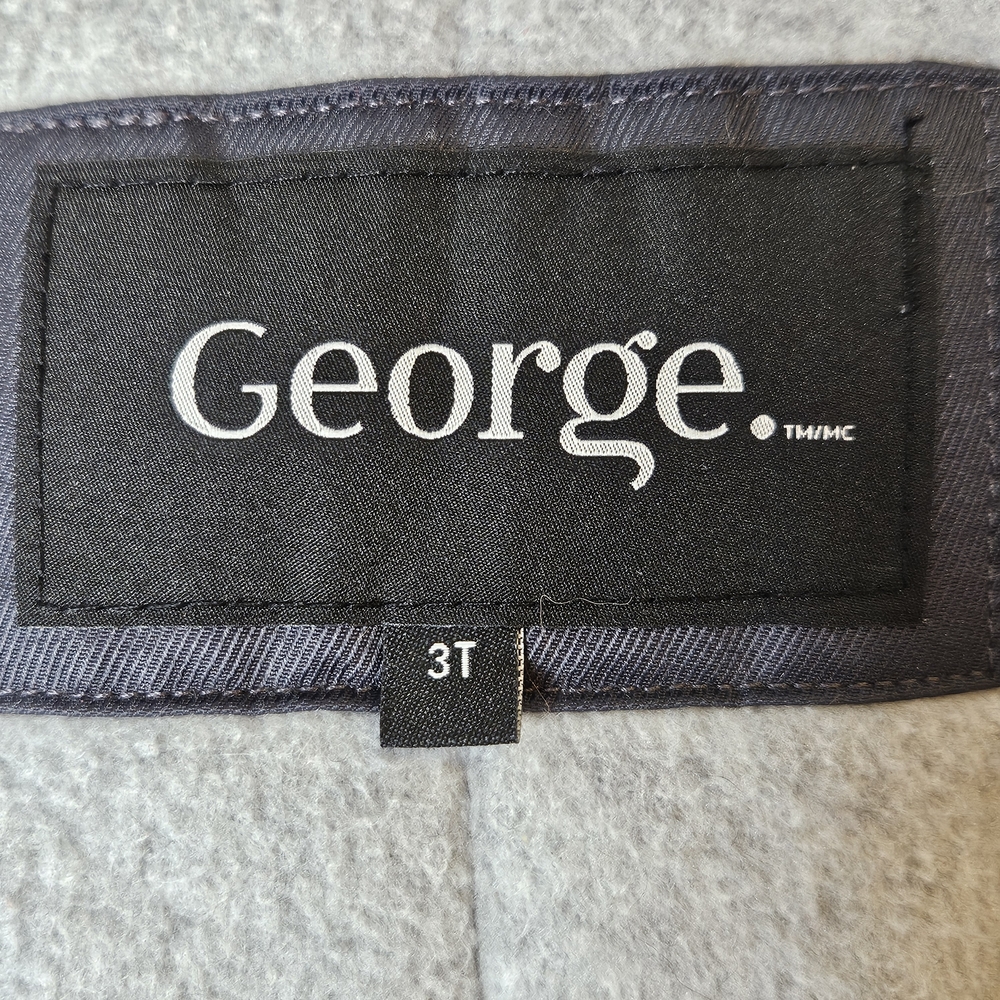 George Boys Blue Grey Hooded Winter Coat Fleece Lined Cozy Size 3T - Picture 2 of 15